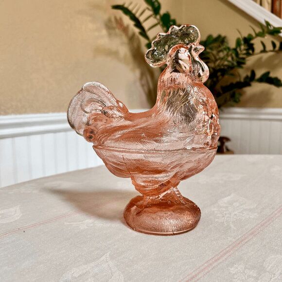 Vintage Mosser/ Westmoreland Mould Glass Standing Roaster Transparent Pink - Picture 1 of 5